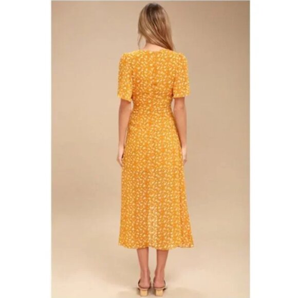 Lulus After Bloom Delight Yellow Floral Midi Dress XS - Picture 5 of 15